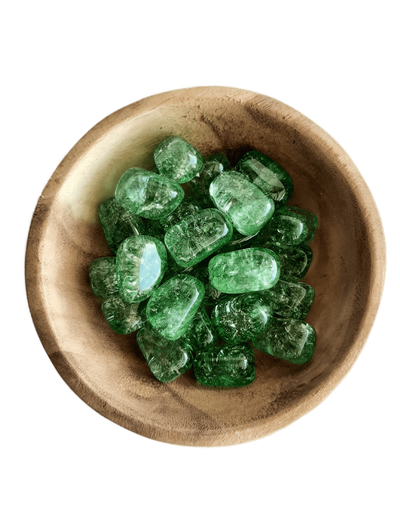 Green Crackled Quartz Crystal Set of Tumbled Stones Smoothed and Polished - 2x3cm