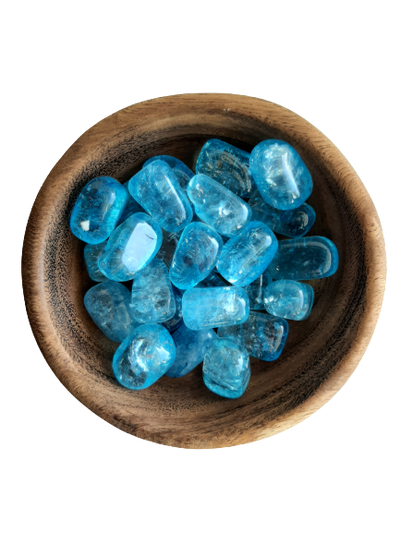 Blue Crackled Quartz Crystal Set of Tumbled Stones Smoothed and Polished - 2x3cm