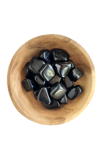 Black Obsidian Crystal Set of Tumbled Stones Smoothed and Polished 2x3cm