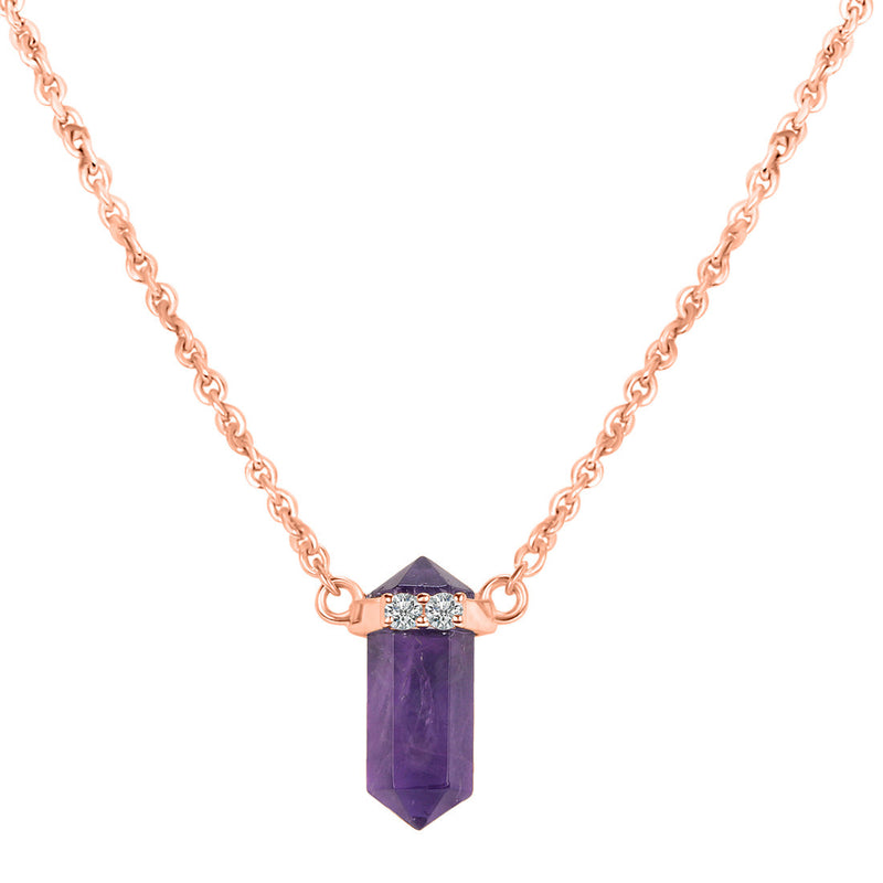 Amethyst Rose Gold Delicately Pointed Necklace