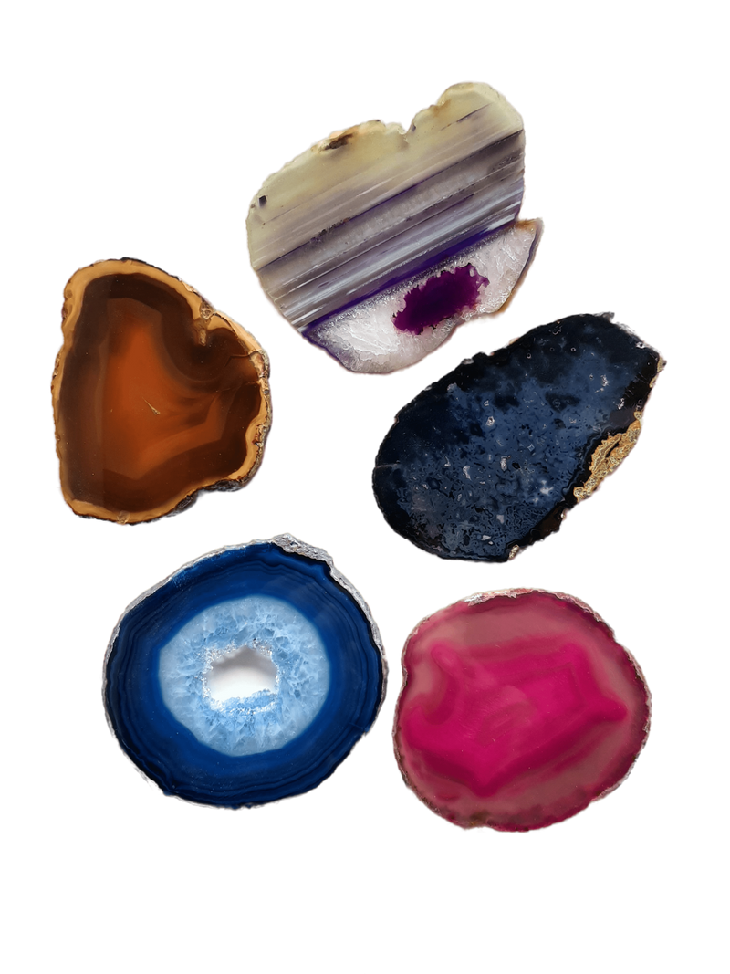 Set of Slices of Crystal Agate, Cut and Polished, 7-9cm