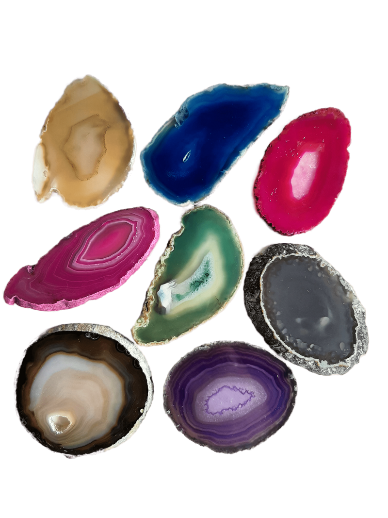 Set of Slices of Crystal Agate, Cut and Polished, 5-7cm