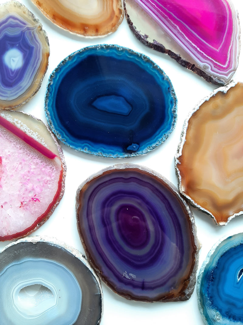 Set of Slices of Crystal Agate, Cut and Polished, 9-12cm