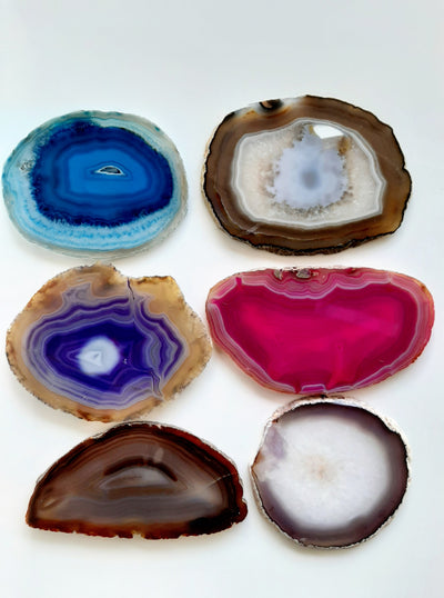 Set of Slices of Crystal Agate, Cut and Polished, 15-20cm