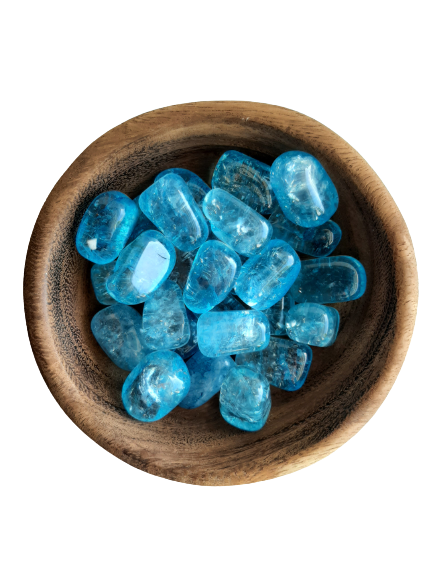 Blue Crackled Quartz Crystal Set of Tumbled Stones Smoothed and Polished - 2x3cm