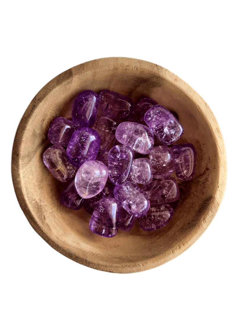 Purple Crackled Quartz Crystal Set of Tumbled Stones Smoothed and Polished - 2x3cm
