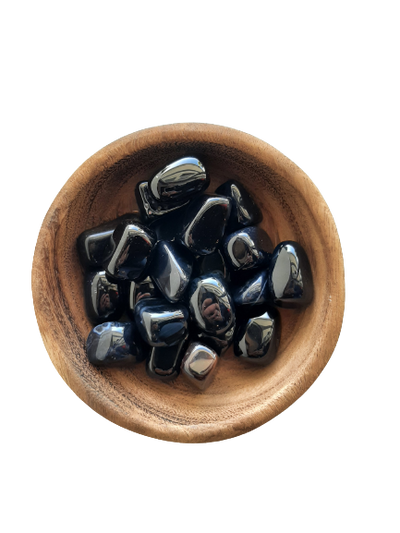 Black Agate Crystal Set of Tumbled Stones Smoothed and Polished - 2x3cm in