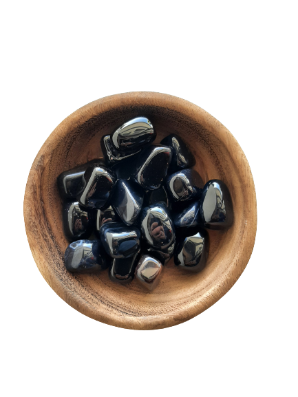 Black Agate Crystal Set of Tumbled Stones Smoothed and Polished - 2x3cm in