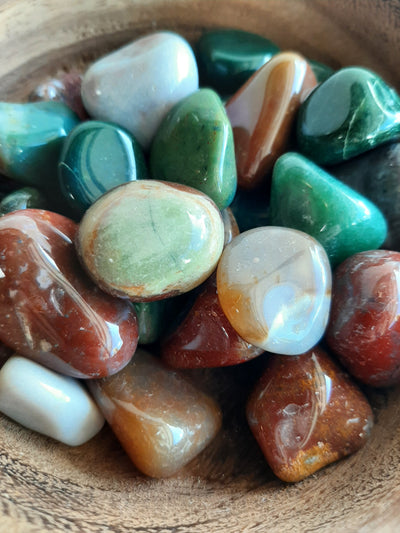 Fancy Jasper Crystal Set of Tumbled Stones Smoothed and Polished - 2x3cm