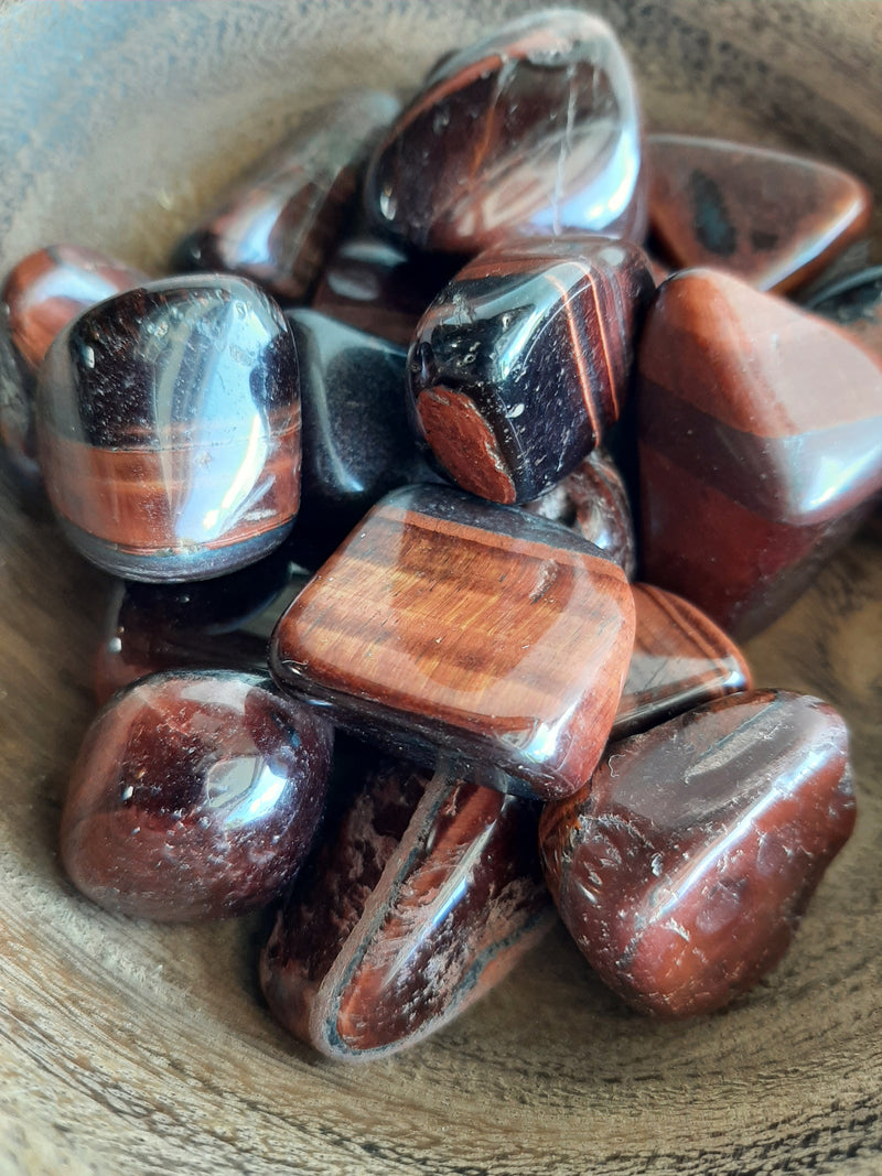 Red Tiger Eye Crystal Set of Tumbled Stones Smoothed and Polished - 2x3cm