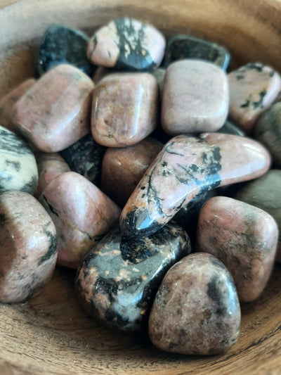 Rhodonite Crystal Set of Tumbled Stones Smoothed and Polished - 2x3cm