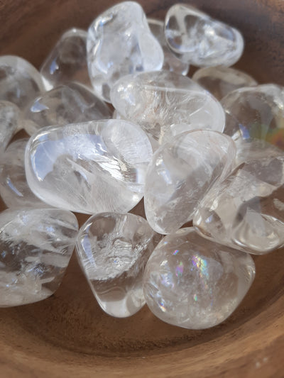 Clear Quartz Crystal Set of Tumbled Stones Smoothed and Polished - 2x3cm