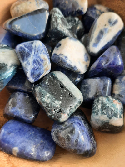 Sodalite Crystal Set of Tumbled Stones Smoothed and Polished - 2x3cm