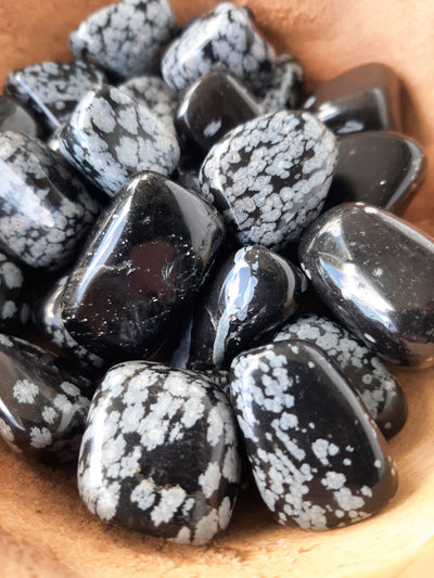 Snowflake Obsidian Crystal Set of Tumbled Stones Smoothed and Polished - 2x3cm