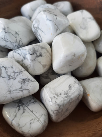 White Howlite Crystal Set of Tumbled Stones Smoothed and Polished - 2x3cm