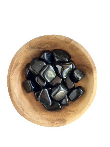 Black Obsidian Crystal Set of Tumbled Stones Smoothed and Polished - 2x3cm