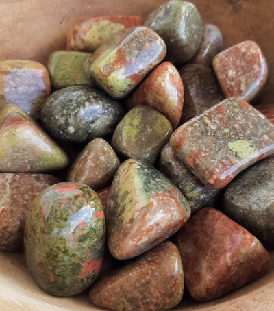 Unakite Crystal Set of Tumbled Stones Smoothed and Polished - 2x3cm