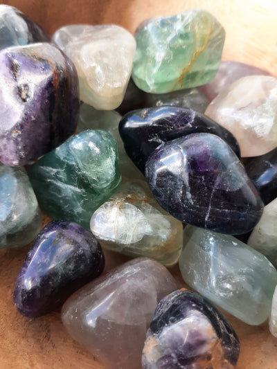 Rainbow Fluorite Crystal Set of Tumbled Stones Smoothed and Polished - 2x3cm
