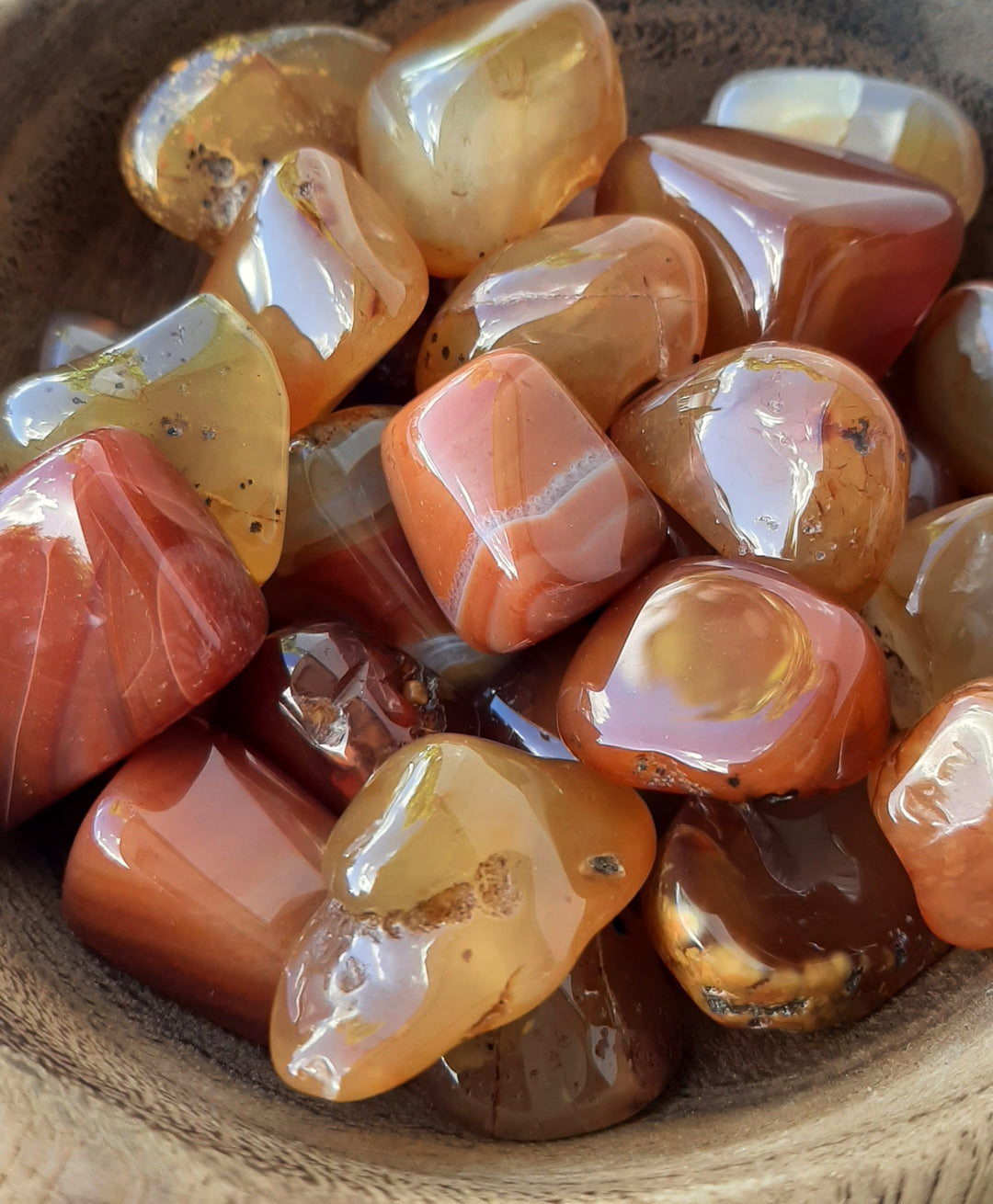 Carnelian Crystal Set of Tumbled Stones Smoothed and Polished