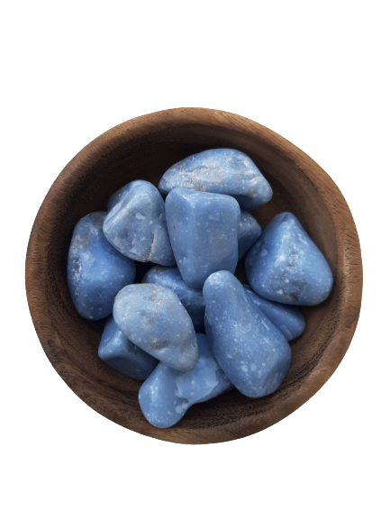 Angelite Crystal Set of 3 Tumbled Stones Smoothed and Polished - 2x3cm
