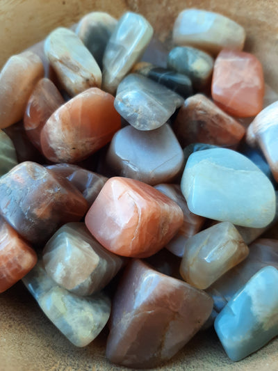 Peach Moonstone Crystal Set of Tumbled Stones Smoothed and Polished - 2x3cm
