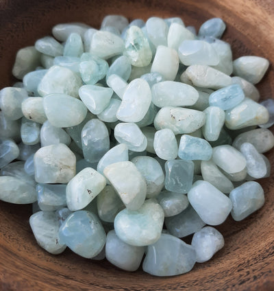 Aquamarine Crystal Set of Tumbled Stones Smoothed and Polished - 1x1.5cm