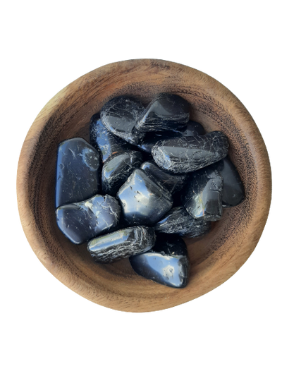 Black Tourmaline Crystal Set of 6 Tumbled Stones Smoothed and Polished - 4x5cm