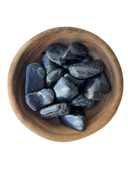 Black Tourmaline Crystal Set of 6 Tumbled Stones Smoothed and Polished - 4x5cm