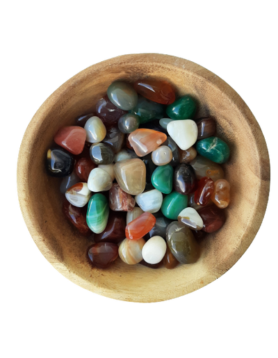 Mixed Colour Agate Crystal Set of Tumbled Stones Smoothed and Polished - 2x3cm