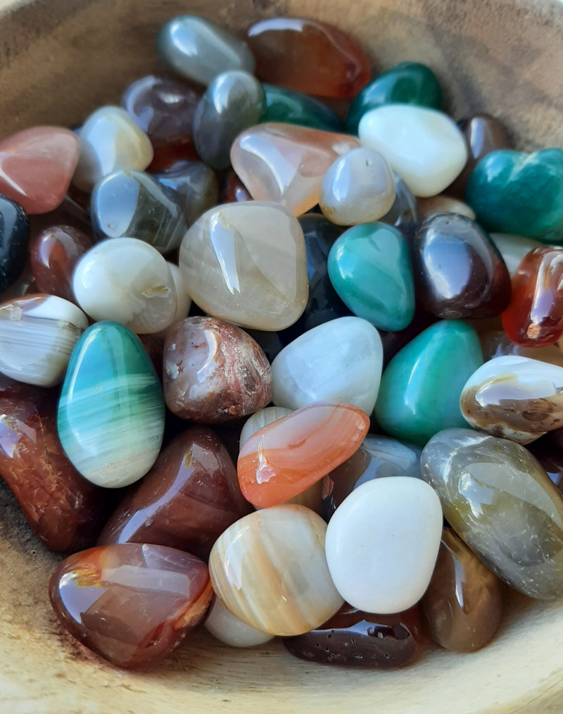 Mixed Colour Agate Crystal Set of Tumbled Stones Smoothed and Polished - 2x3cm