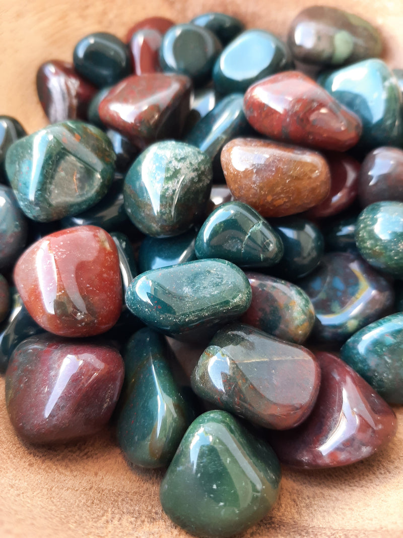 Bloodstone Jasper Crystal Set of 6 Tumbled Stones Smoothed and Polished - 2x3cm