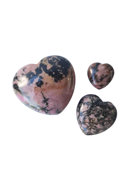 Rhodonite Crystal Heart Cut and Polished Mineral