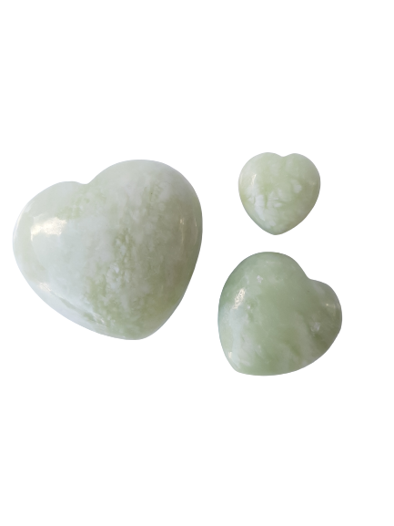Jade Crystal Heart Cut and Polished Mineral