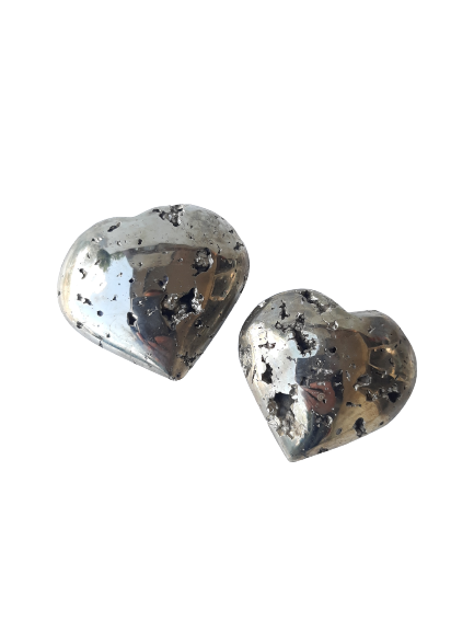Pyrite Crystal Heart Cut and Polished Mineral