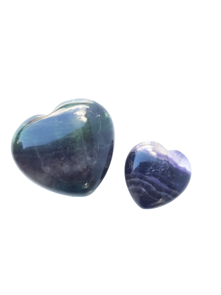 Rainbow Fluorite Crystal Heart Cut and Polished Mineral