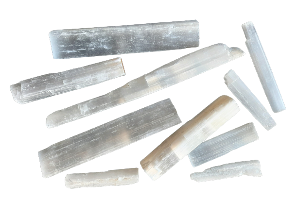 White Selenite Crystal Rough Stick Natural Mineral