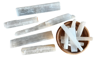 White Selenite Crystal Rough Stick Natural Mineral