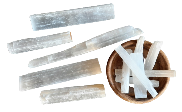 White Selenite Crystal Rough Stick Natural Mineral