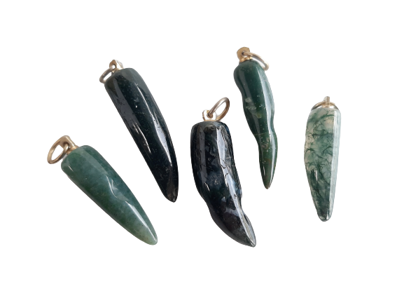Moss Agate Chilli Pendant