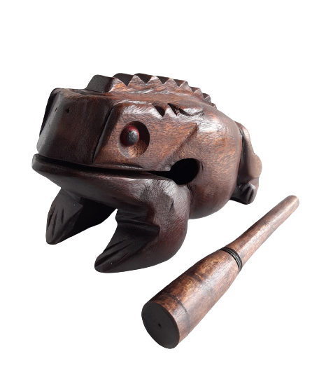 Hand Carved Croaking Frog - 10cm