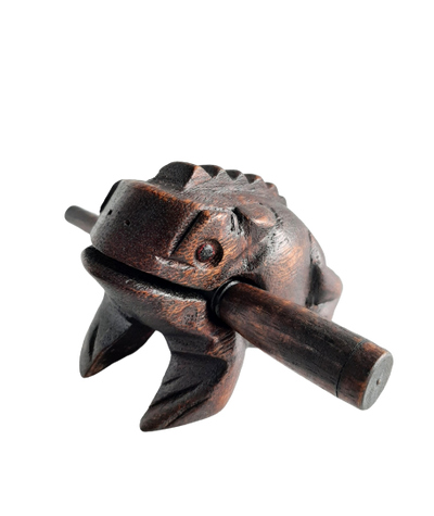 Hand Carved Croaking Frog - 10cm