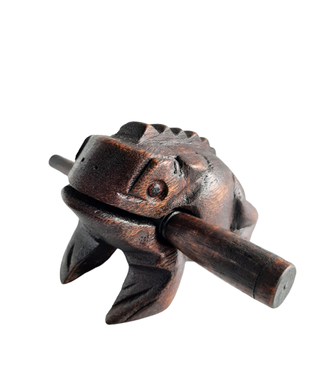 Hand Carved Croaking Frog - 10cm