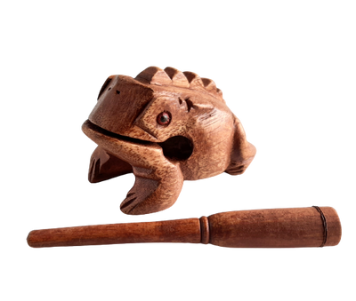 Hand Carved Croaking Frog - 10cm