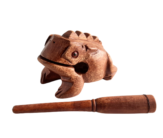 Hand Carved Croaking Frog - 10cm