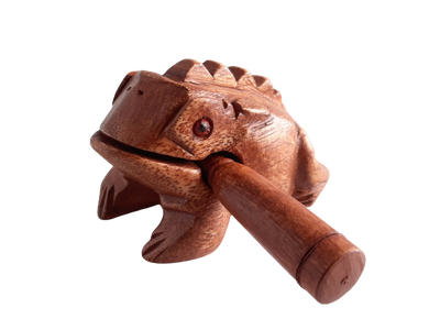 Hand Carved Croaking Frog - 10cm