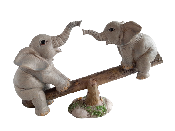 Elephants on See Saw 16cm