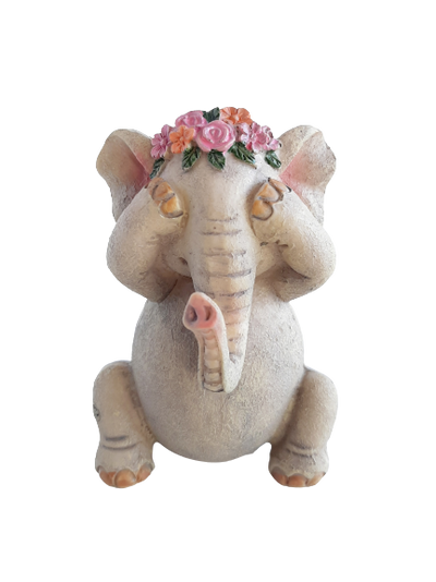 Hear No, Speak No, See No Evil Floral Elephant 10cm - set 3