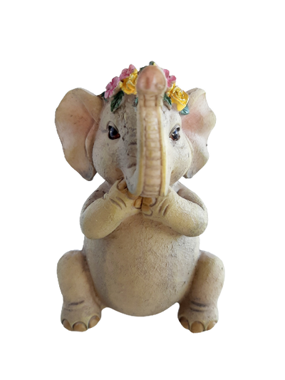 Hear No, Speak No, See No Evil Floral Elephant 10cm - set 3
