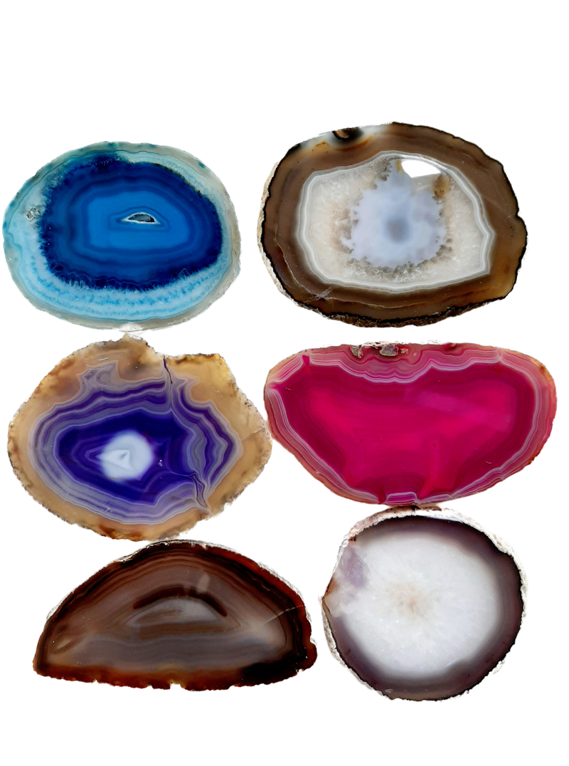 Set of Slices of Crystal Agate, Cut and Polished, 9-12cm