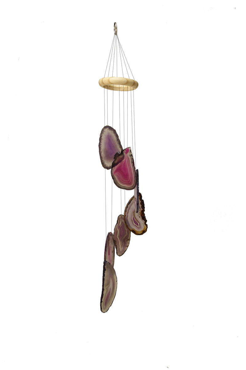 Agate Crystal Slices Wind Chime with Wooden Ring